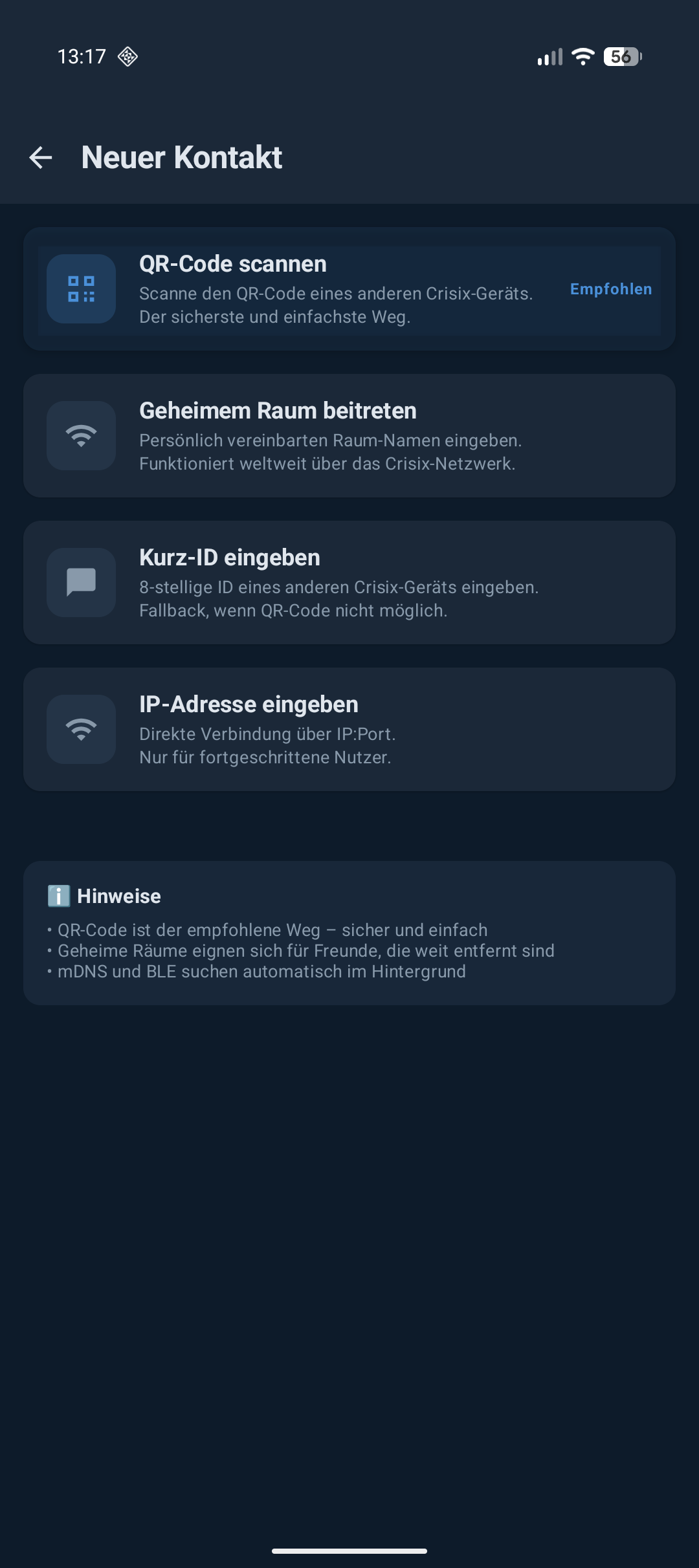 Kontakt hinzufügen