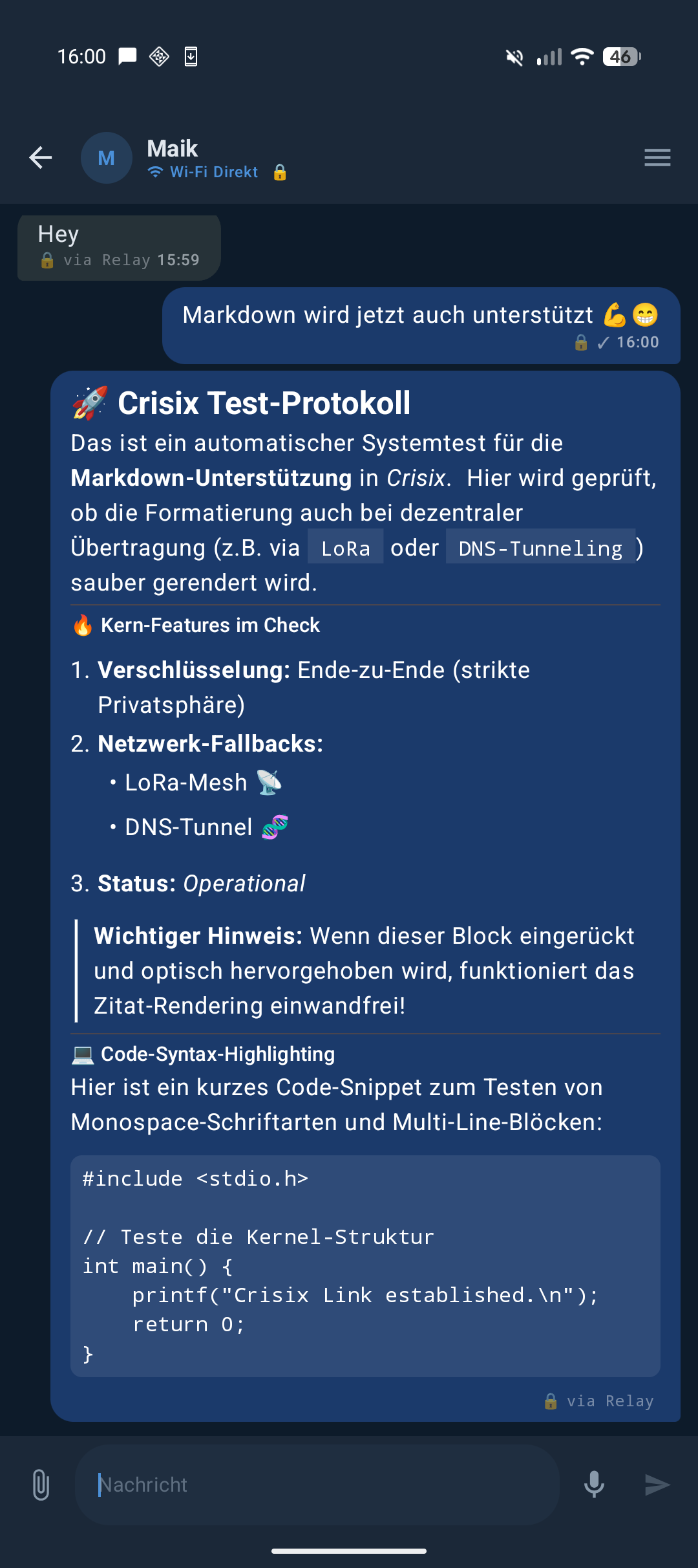 Chat mit Markdown